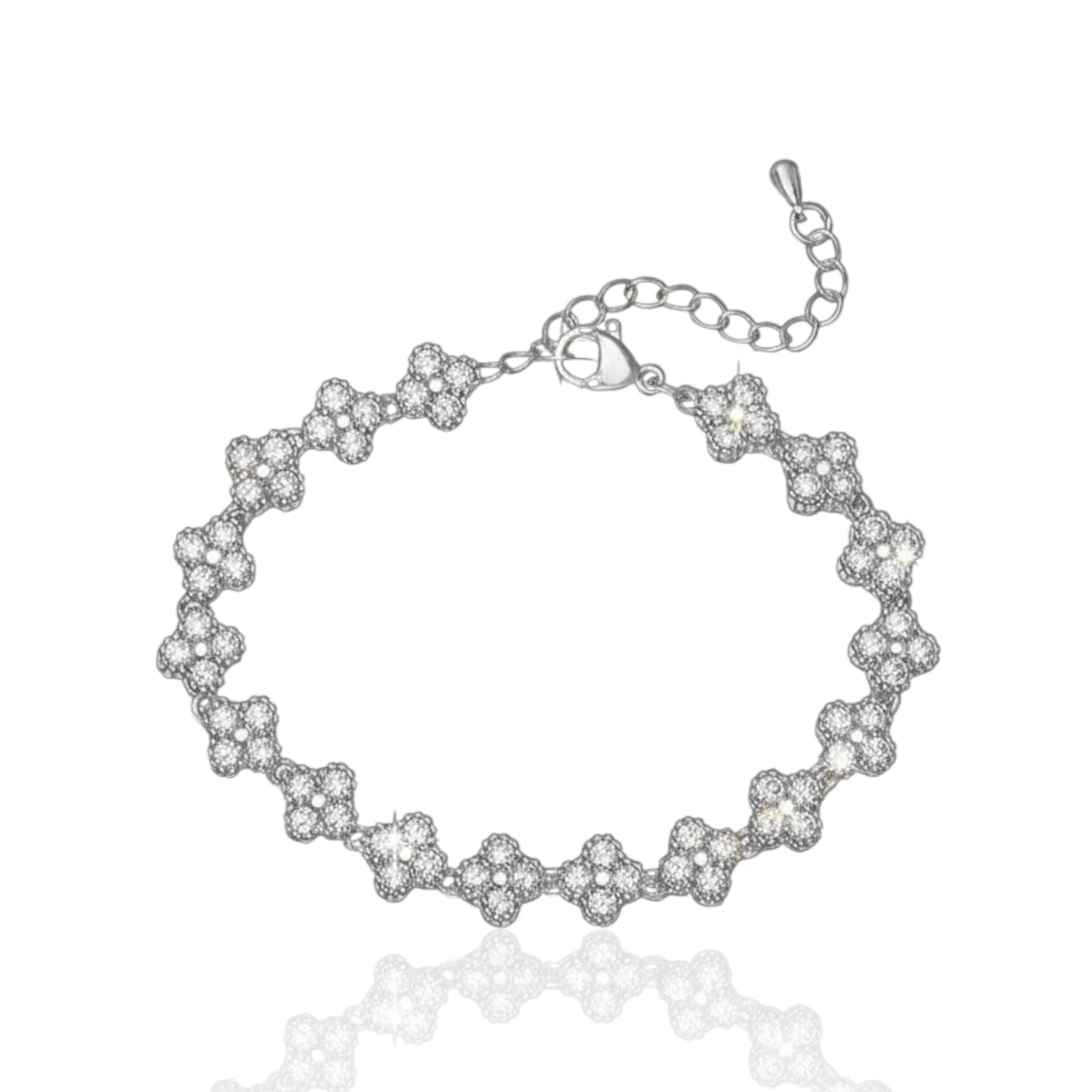 Le Bracelet Aura Trèfle Argenté & Cristaux