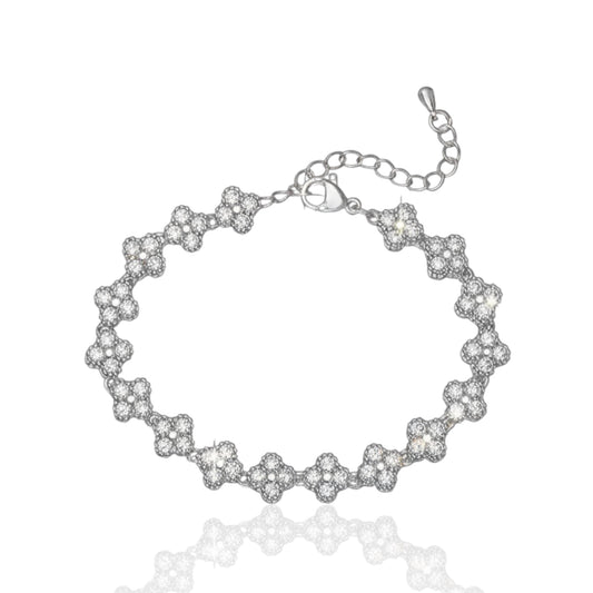 Le Bracelet Aura Trèfle Argenté & Cristaux