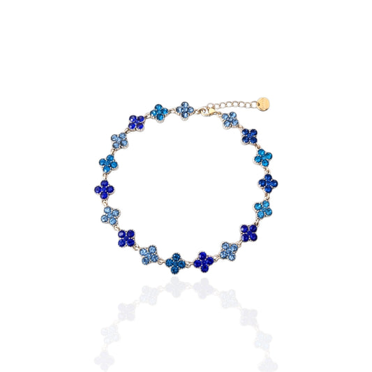 Bracelet Aura Bleue – Fleurs & Cristaux
